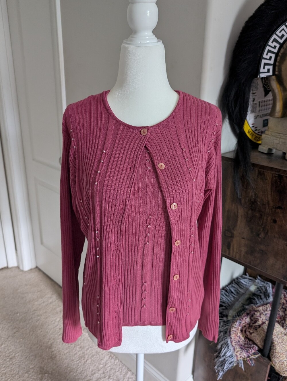 Vintage Robert Scott Ribbed Button-Front Women's Sweater
